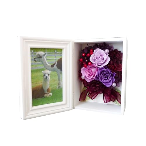 フラワースタジオ リビングカラーズ プリザーブドフラワー フラワーフォトボックス(パープル) 1個 花 ギフト 北海道 恵庭市[140006]