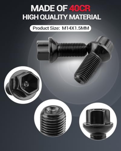 Image of ANODZU 5PCS M14 x 1.5 Wheel Lug Bolts Nuts Fit for Mercedes Benz 2003-2018 A B C E Class CLA CLS CLK GLA GLK ML350 GL350 GL450 R300L R350L SLC SLK SL, Replace 0009908307