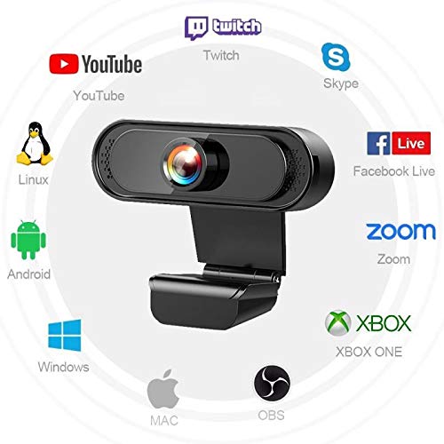 Webcam met microfoon, 30FPS Full HD 1080P webcamvideocamera voor computers PC Laptop Desktop, USB Plug and Play, Conferentiestudie, Vergadering, Videobellen, Live Streaming