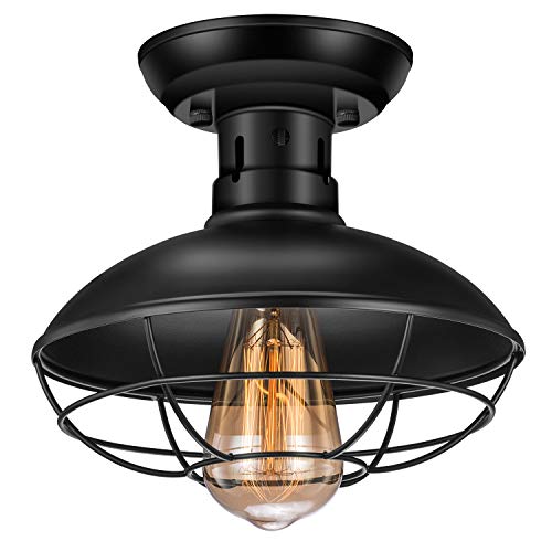 Vintage Rustic Semi Flush Mount Ceiling Light,Industrial Ceiling Light E26 Base, Farmhouse Antique