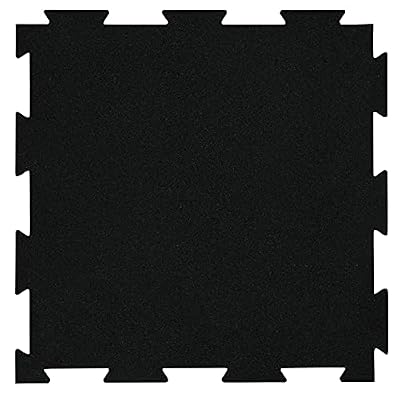 Playsafer Genaflex Lite Rubber 8mm Interlocking Tiles for Gym Flooring - Exercise Equipment, Exercise Areas - 20" X 20" (Black, 10 Tiles - 27 Sq. Ft.)