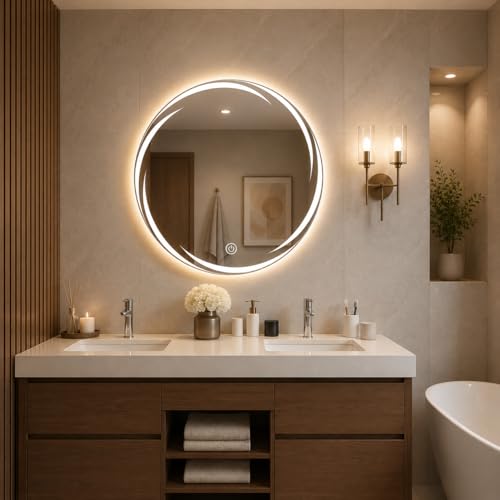 Modern Glass Decorative Leaf Design Led Mirror with Touch Sensor...