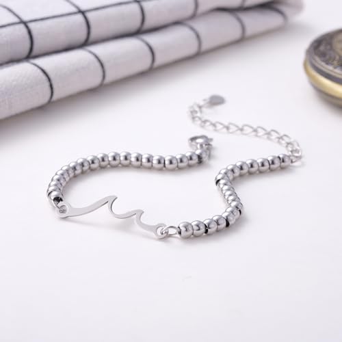 Kvekstio Happy 16th 18th 21st 30th 40th 50th 60th 70th Birthday Wave Bracelet - Adjustable Silver Beaded Bracelet for Women2