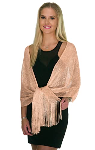 ShineGlitz Womens Dressy Shawls and Wraps for Evening Wear, Pale Rose Peach - Thumbnail 5