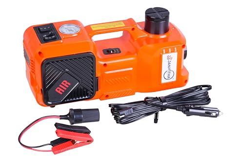 Image of JANVITHA 12V DC Electric Hydraulic Floor Jack Set | 5 Ton Capacity | Lifting Height Up to 17.7 Inches, with Impact Wrench and Tire Inflator Pump | 5-in-1 Kit for Car, Sedan, SUV Tire Replacement