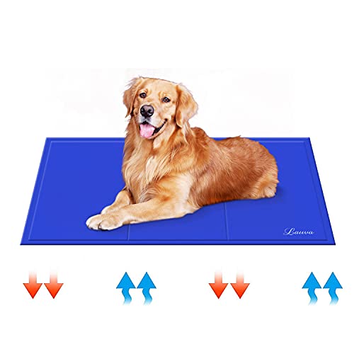 Lauva Dogs Pets Cooling Mat Large 90x50cm, Pet Cool Self-refreshing Gel Cold Pad Chill Mat Non-Toxic Sleeping Mattress Crates Accessories for Dogs Cats Doggy Rabbits Animals People in Hot Summer