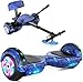 SISIGAD Hoverboard mit sitz, 6.5" Self Balancing Bluetooth-Lautsprechern LED-Lichtern für Kinder und Erwachsene, Starry Sky Blue