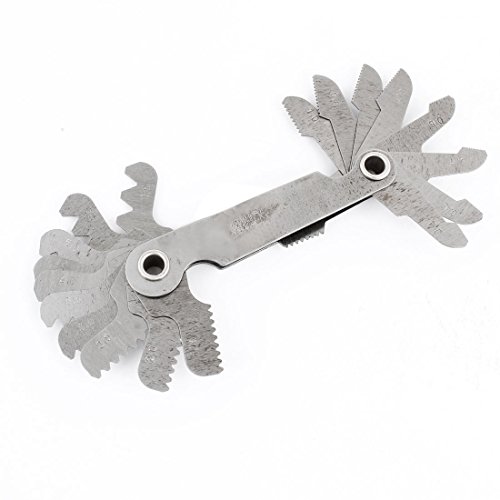 Aexit 60 Degree Measuring & Layout Tools Foldable Silver Tone 20 Leave 0.4-6mm Thread Screw Saw Gauges Pitch Gauge