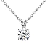 Feizikaw Damenkette Klassische runde Brillantschliff-Kaninchen-Anhänger-Halskette, Strass-Halskette, Halskette für Frauen (White, One Size)