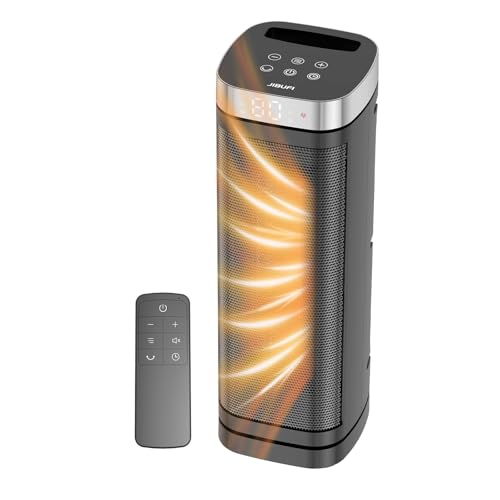 Ceramic Heater - Portable Indoor Space Heater with Remote Control, 1-12 Hour Timer, 3 Heating Modes, Electric Heater for Bedroom, Office Use