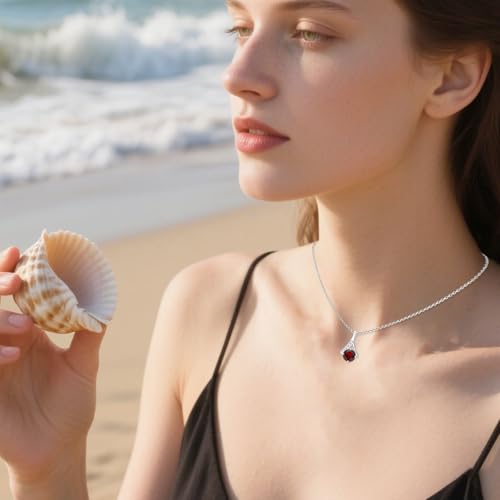 Birthstone and Diamond Pendant Necklace for Women 925 Sterling Silver 1 Carat Round Gemstone Birthstone Necklace Jewelry Gift for Her4