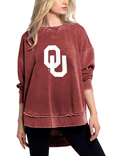 chicka-d NCAA Oklahoma Sooners Womens Burnout Campus Pullover, Cardinal, Medium