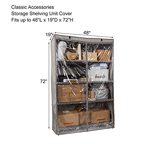 Ylovan Storage Shelf Cover Wire Rack Shelving Dust Protective, Fits Racks 48" Lx19''Dx72''H One Side See Through Panel (Cover Only) #TOP1