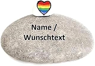 Memorial Stone with Desired Text, Memorial Stone with Rainbow Heart for Children's & Urn Grave, Hand-Labelled Grave Decoration Memory & Loving Grave Decoration, Funeral Stone