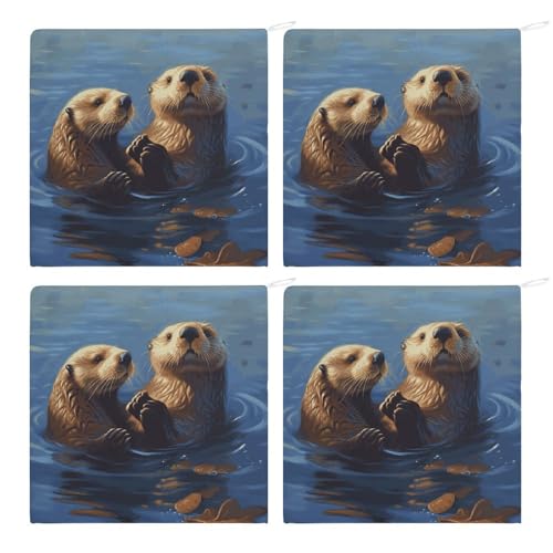 Serviette à main en microfibre douce avec motif loutres de mer
