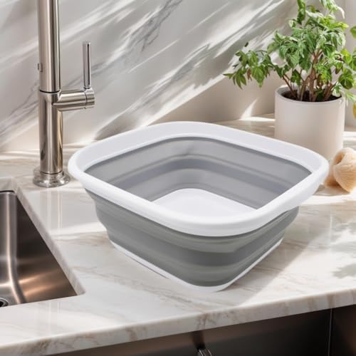 SAMMART zusammenklappbare Wanne (Weiß/Grau, 5.5L Wanne)