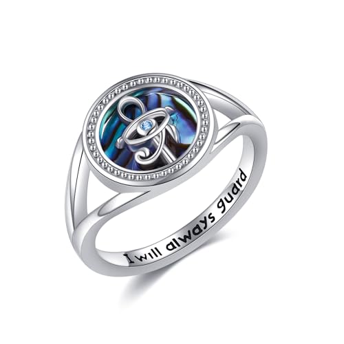 Bague Ankh égyptienne en argent massif 925, l'alliance de l'Oeil d'Horus et de l'art antique tail 8