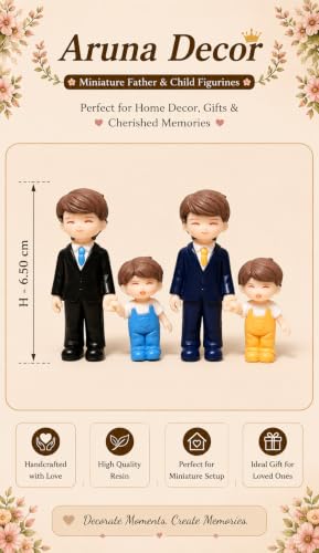 Image of Miniature Cute Father Son Figurine PVC Showpiece for Home Decor Miniature Garden Dollhouse Accessory Fairy Garden Decoration Collectible Gift