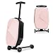 2in1 Suitcase Scooter,Ride on Suitcase for Kids,Hardside Scooter Luggage for Children&Adults,Toddler Flight Essential,37L Multifunctional Foldable&Lightweight Carry On Luggage with Wheels (Pink)