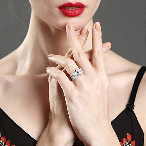 Jeulia 2 Carat Princess Cut Engagement Rings Women Sterling Silver White Diamond Bypass Ring Cubic Zirconia Twisted Wedding Bridal Ring Set Anniversary Promise Ring with Jewelry Box2
