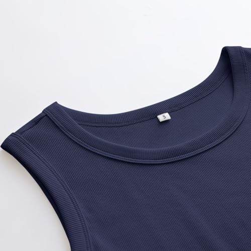 Image of ANRABESS Womens Sleeveless High Neck Tank Tops Fashion Summer Casual Basic Slim Fit Ribbed Racerback Top Shirt Clothes