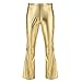 CHICTRY Pantaloni in Pelle Bagnato Uomo Pantaloni a Zampa d'Elefante da Uomo Metallico Pantaloni da Danza Ballo Performance Pantaloni Lunghi da Club in Nero Oro Argento Oro XX-Large