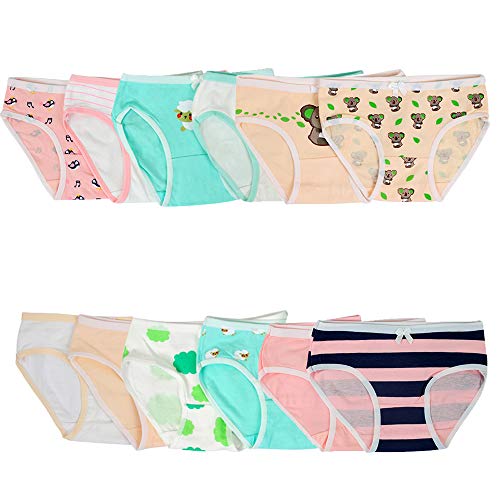 Nightaste Little Girl's Cotton Brief Panties Assorted 12-Pack Underwear for Toddler Baby Kids fits 2-12 Years (6-8 Years, Multi1)
