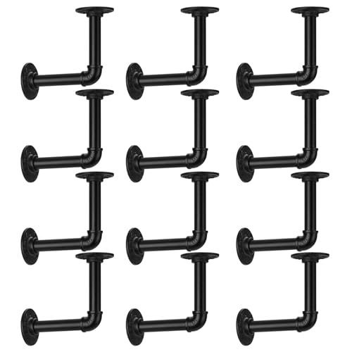 Home TZH 1/2" Pipe Shelf Bracket，Wall Mounted Floating Shelf Bracket, Steam Punk Decor Hanging Wall Metal Bracket, Heavy Duty Decorative Rustic Shelving Bracket (12, 6*6"(15*15cm))