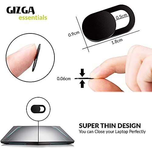Image of Gizga Essentials Webcam Cover, Privacy Protector Webcam Cover Slide, Compatible with Laptop, Desktop, PC, Smartphone, Protect Your Privacy and Security, Strong Adhesive, Set of 3, Black