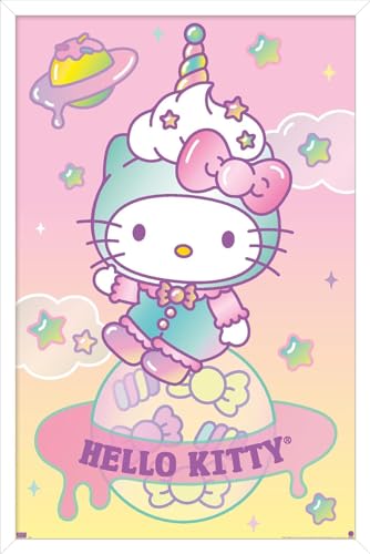 Hello Kitty and Friends: 24 Dreamland - Hello Kitty Wall Poster, 22.4L" x 14.7W", White Framed Version