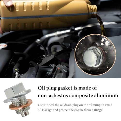 Image of 10 PCS Oil Drain Plug Gasket, 14mm Copper Engine Oil Crush Washers OEM PN Part 007603-014106, Automotive Sealing Drain Plug Gaskets Seals Kit Replacement, Car Accessories