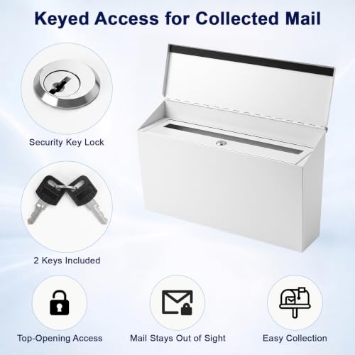 Image of KYODOLED Locking Mailboxes for Outside, Wall Mount, Large 15.7 inch W, White