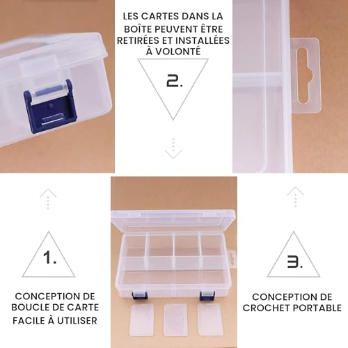 Lamondre 2 Pcs Boîte de Rangement Organisateurs avec 8 Grande Taille Compartiments Ajustables Grilles Transparents Plastique pour Collier, Bijoux, Boucle d'oreille – vue 3