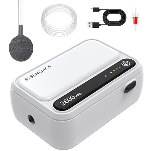 Image of Aquarium Air Pump Rechargeable Aerator for Bait Bucket, Portable Battery Powered Air Pump for Aquarium, Fish Tank Air Pump Bubbler Aerator for Outdoor Fishing