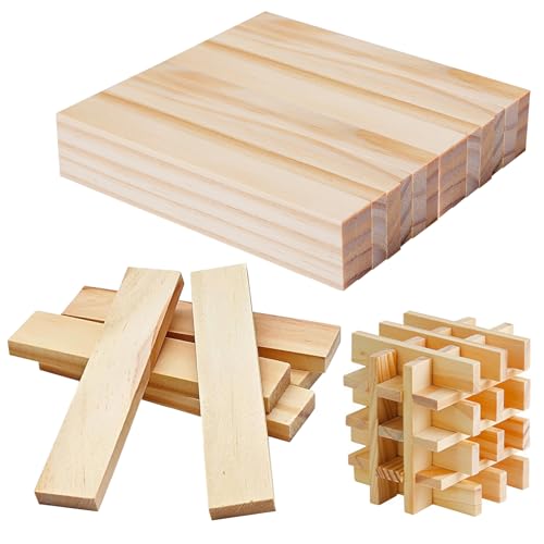 100Stk Holzklötzchen zum Basteln, Bastelklötzchen zum Basteln Bastelstäbe Holzleiste Basteln Bastelholz 100x20x7 mm Holzklötze Holzleiste Holzstäbchen Basteln Holz für DIY Projekte, Deko, Vertäfelung