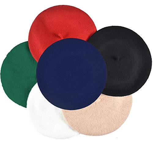 Image of Jolbndcv 6PCS Beret, French Beanie, Outdoor, Winter, Fashion Lady Hat | One Size Fits Most,Solid Color,Stretchable,for All Season
