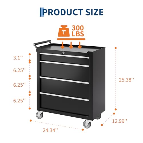 PeakPursuit-4-Drawers-Rolling-Tool-Chest-Portable-Tool-Box-with-Wheels-and-Lock-System-Secure-Storage-Cabinet-for-Warehouse-Workshop-and-Repair-Shop-Black