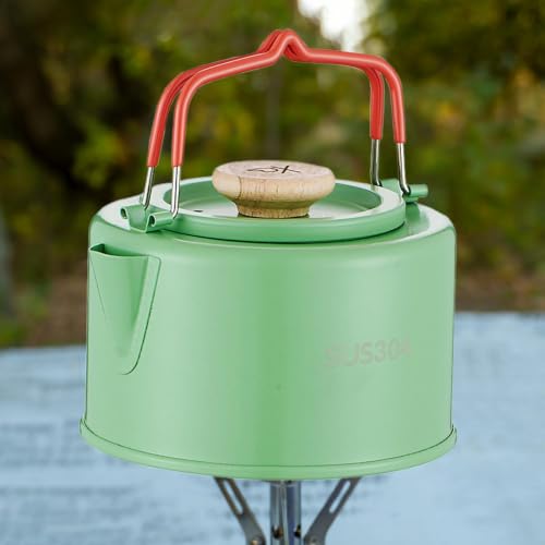 Hervidor para camping con asa antiquemaduras que elimina el riesgo en el fuego abierto 4