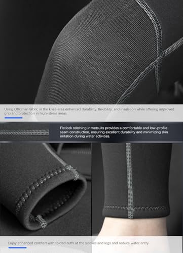 Image of Hevto Men Wetsuit 3 /2mm Neoprene Front Zipper for Surfing Diving | 16 Size Options with Regular Short and Tall Fits Wet Suit in Cold Water for Swimming Snorkeling Kayaking and SUP