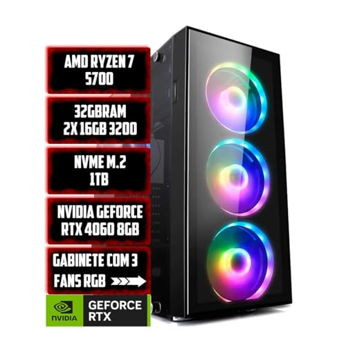 CPU GAMER RYZEN 7 5700|B450M|32GB RAM|NVME 1TB|NVIDIA RTX 4060 8GB