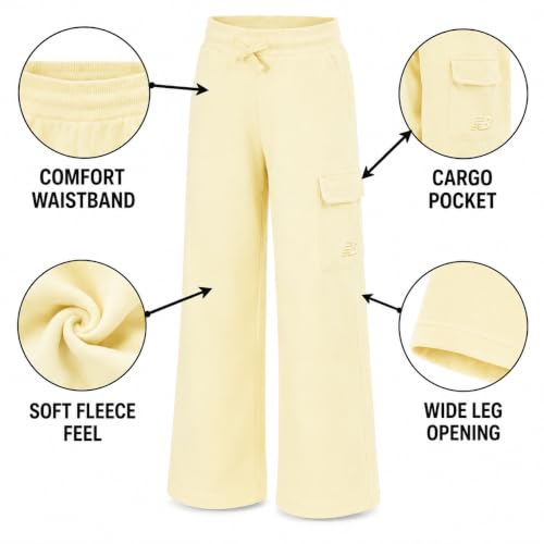 Image of New Balance Girls Sweatpants - Soft Fleece Cargo Wide Leg Sweatpants Cargo Jogger Pants for Girls with Pockets (7-16)