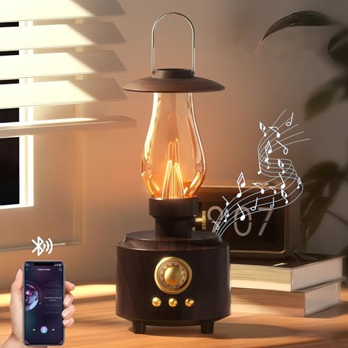 AVEKI Vintage Kerosene Table Lamp with Bluetooth Speaker, Infinitely Dimmable