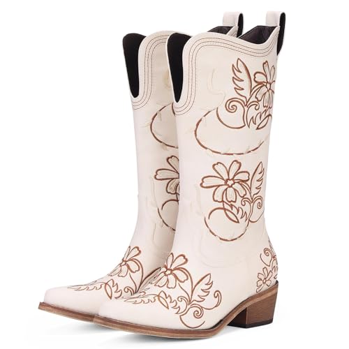 Image of Cowboy Boots for Women, Pointed Toe Chunky Heel | All-day walking comfort design, versatile for daily outfits, country music festivals and western style occasions