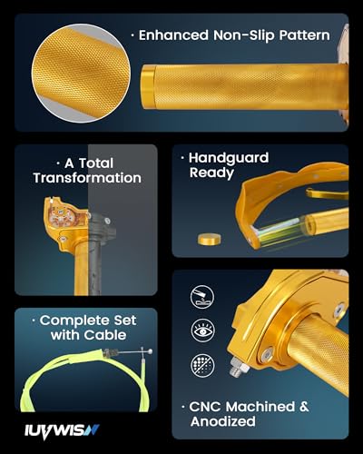 Image of Mini Bike Throttle Kit 7 /8 inch 22mm MiniBike Throttle Assembly + Throttle Cable CNC Quick Twist Universal for Dirt Pit Bike Motorcycle CT200U CT200U-EX BT200X CRF KLX SSR 50 110 125 250 Gold