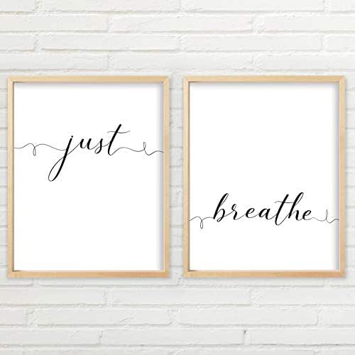 Just Breathe Wall Decor Yoga Wall Art (2 Unframed Prints