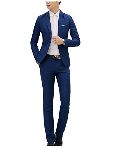 Letuwj Conjunto de terno masculino de um botão, Azul royal, M