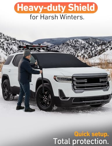 Image of EcoNour Car Snow Cover Compatible for GMC Acadia | Windshield Cover for Ice and Snow with S-Hook Straps | Heavy-Duty 600D Oxford Winter Car Cover, Waterproof & Anti-Slip