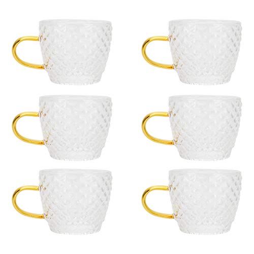 Caneca de água, 6 Peças, Copo de Vidro Resistente Ao Calor, Copo de água Multiuso, Alça de chá, Copo