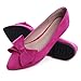 SAILING LU Cute Bowknot Ballet Flats Womens Pointed Toe Flat Shoes Suede Dress Shoes Wear to Work Slip On Moccasins Rose Size 8.5