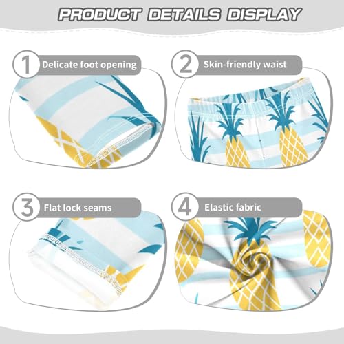 Bolaz Toddler Girls Leggings Printed Yoga Pants Leggings Blue Leaves Pineapple for Kids3